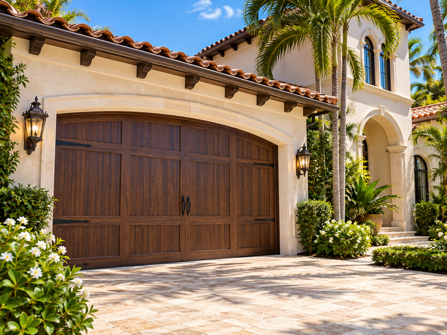 Custom wood-look garage door in Coral Gables